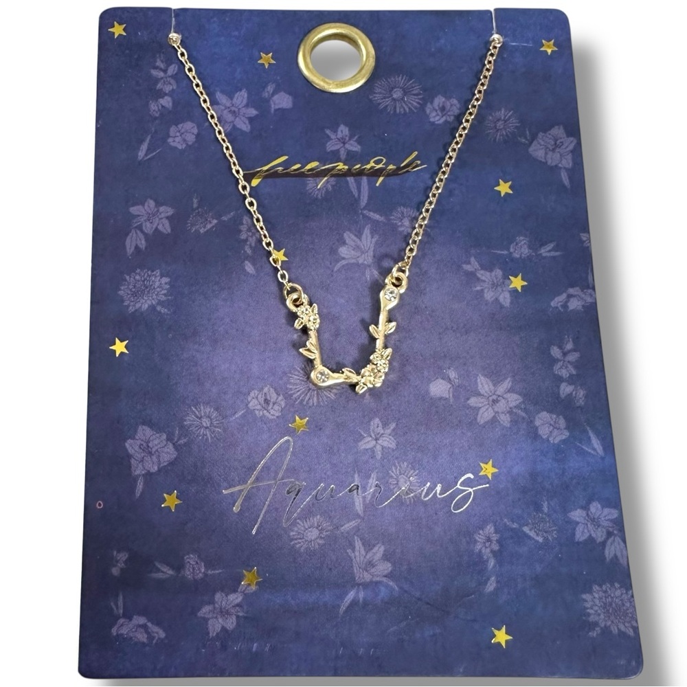 Free People Aquarius Flower Zodiac Constellation Necklace NWT